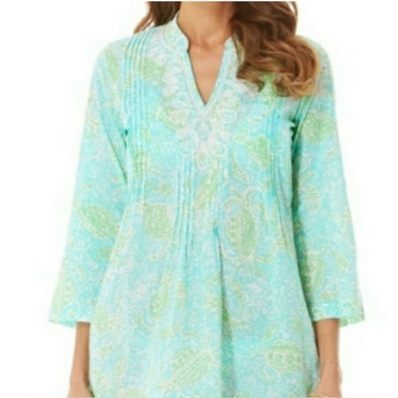 Lilly Pulitzer Sarasota Tunic Get Crackin Spa Blue Size S 🌴🌴🌴 - Picture 2 of 9